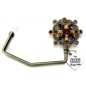 Spring Street Crystal Broach Antique Handbag Purse Holder Hook Gift